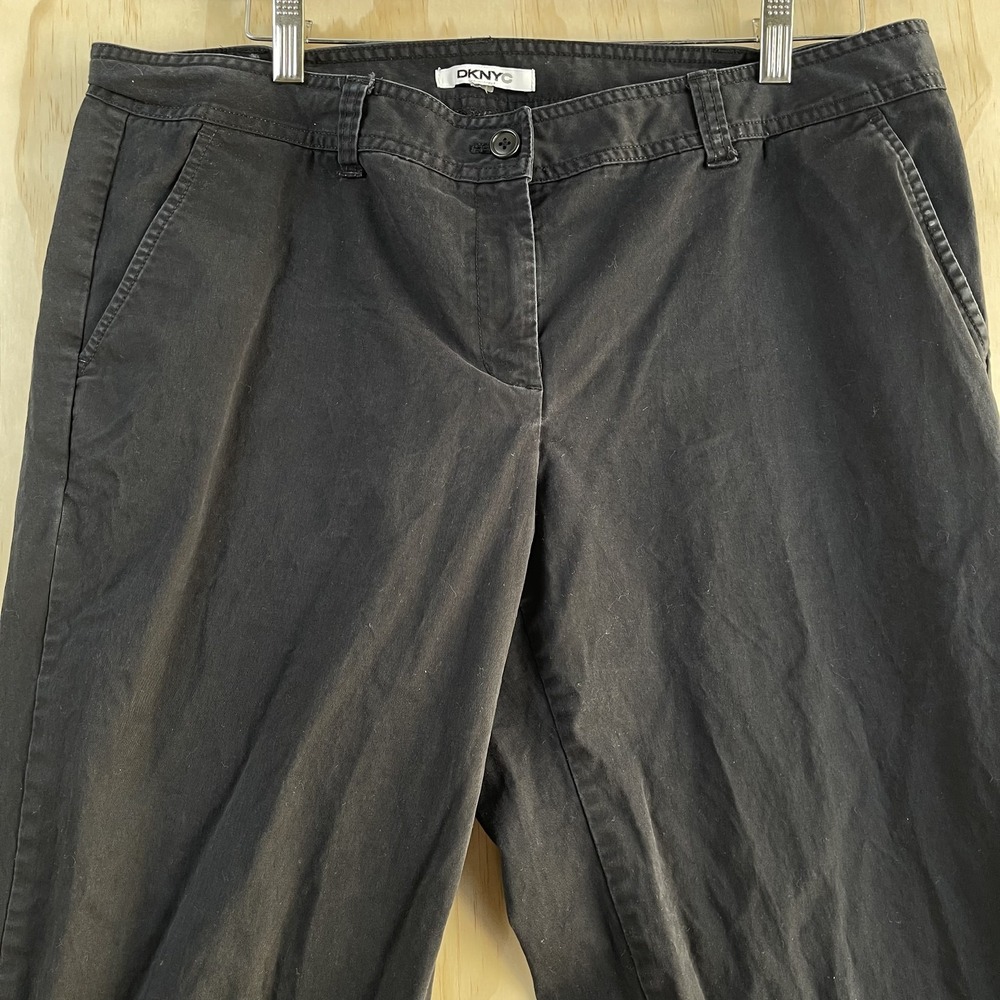 DKNYC Pants Womens 38x26 Black Twill Chino Straight Leg Ankle Zip Stretch